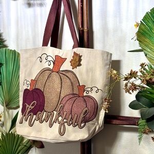 NWT! ThanksGiving Fall “Thanksgiving” Huge Canvas Bag